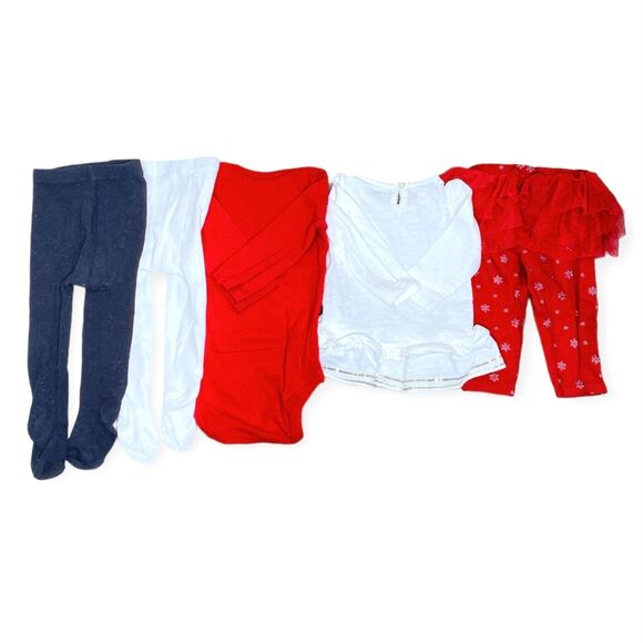 Christmas Clothing Baby Girl 3-6 Months Lot of 5 Tops and Bottoms Bundle - Picture 2 of 3
